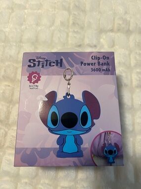 Disney Stitch Clip-On Power Bank in Blue and Purple